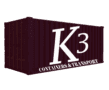 Logo featuring the name K3 Containers and a container graphic
