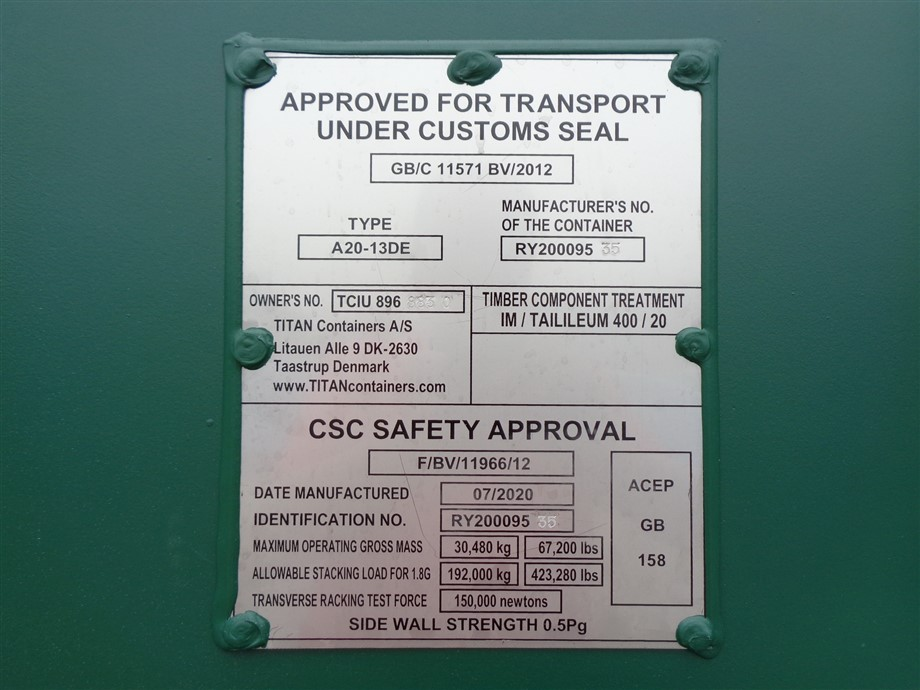 CSC Plate found on shipping container