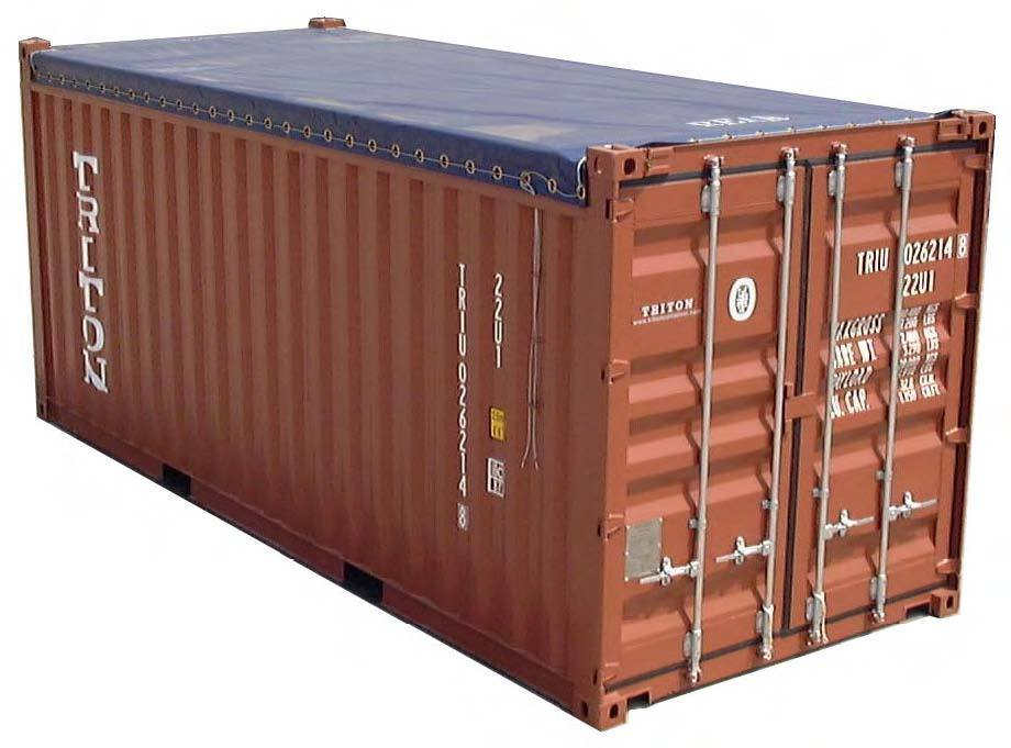 shipping container with open top and cover